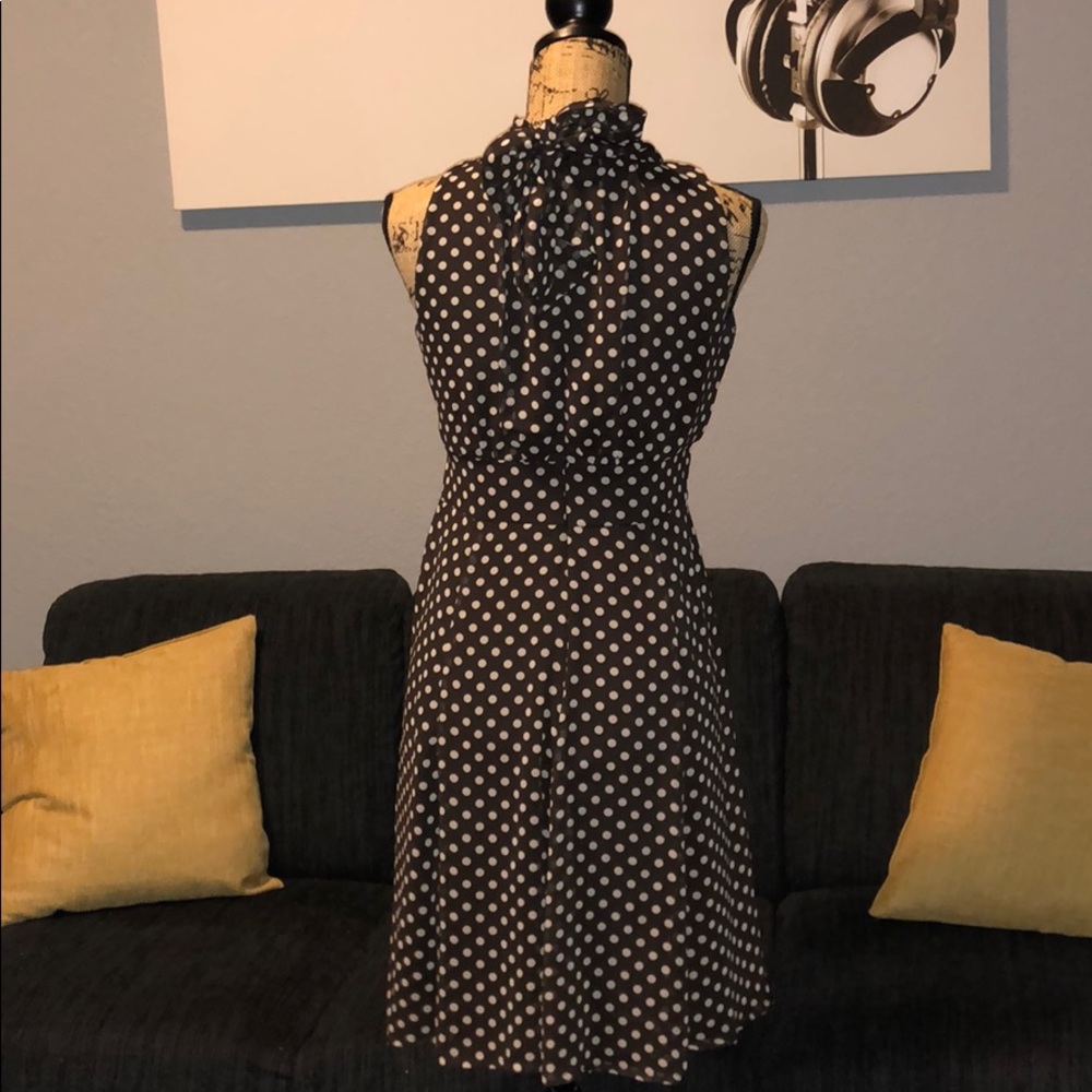 Brown & Beige polka dot dress - Picture 2 of 7